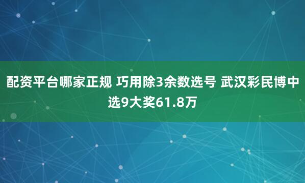 配资平台哪家正规 巧用除3余数选号 武汉彩民博中选9大奖61.8万